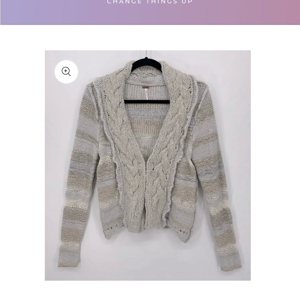 Free people Cozy Gray Cable Knit Sweater SizeM
